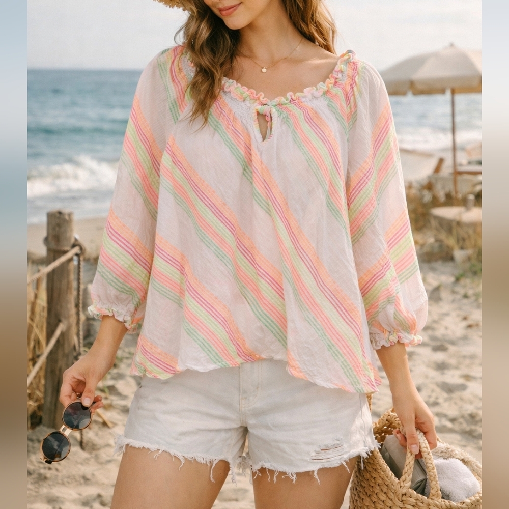 3X Lane Bryant Colorful Cottagecore Boho Peasant Blouse | Embroidered